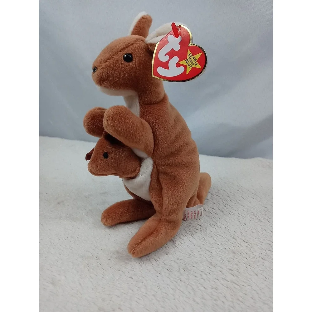 VTG Original Ty Beanie Baby Pouch The Kangaroo & Joey 1996 Stuffed Animal Plush‎